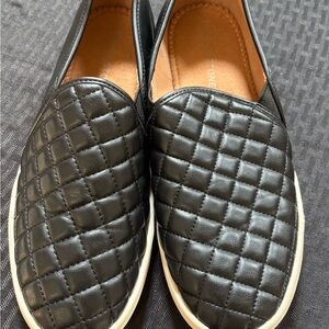 Sun Stone Black Quilted Slip-On Shoes